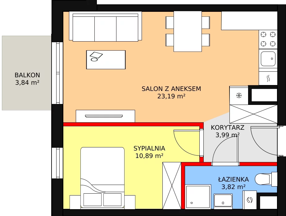 Mieszkanie 43,12 m², piętro 4, oferta nr C.4.47, Skandinavia, Gdańsk, Orunia Górna-Gdańsk Południe, ul. Wielkopolska 66