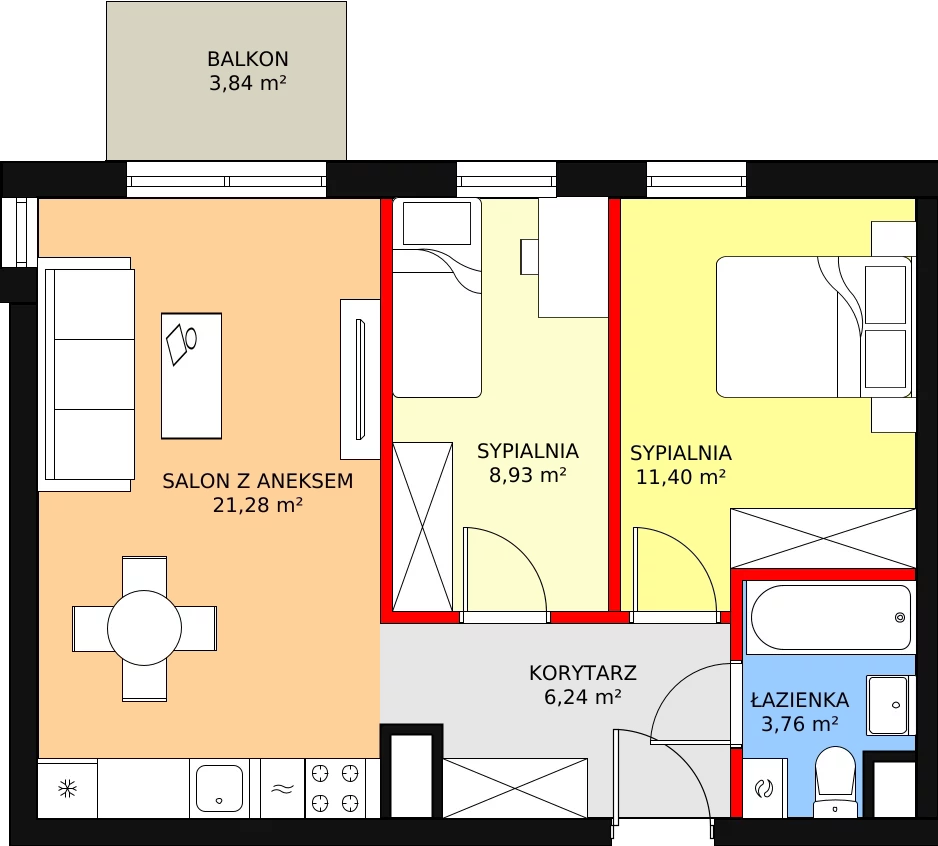 Mieszkanie 53,54 m², piętro 4, oferta nr E.4.39, Skandinavia, Gdańsk, Orunia Górna-Gdańsk Południe, ul. Wielkopolska 66