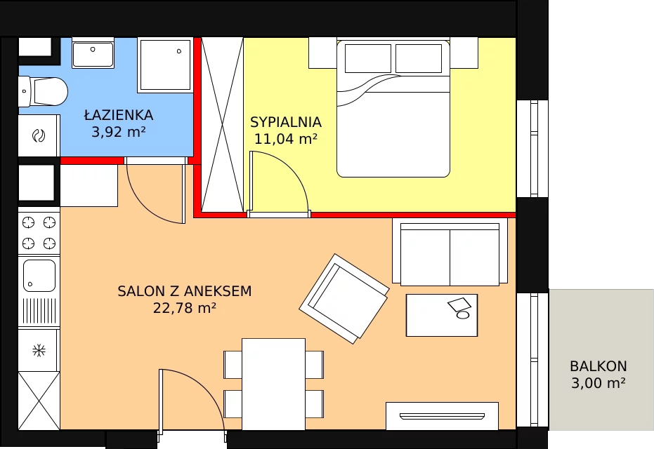 Mieszkanie 38,88 m², piętro 4, oferta nr A20, Nowe Wyżyny, Bydgoszcz, Wyżyny, ul. Bohaterów Kragujewca 8A