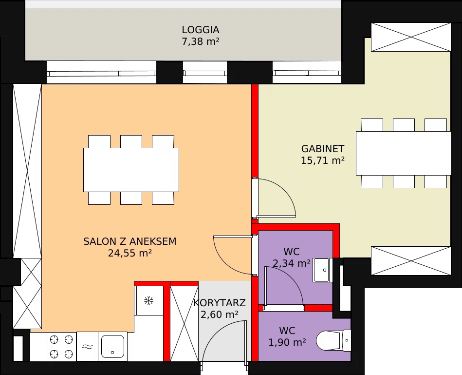 2 pokoje, mieszkanie 48,56 m², piętro 3, oferta nr A.3.36U, Aura Towers w Bydgoszczy - mieszkania z widokiem na Brdę!, Bydgoszcz, Bartodzieje, ul. Fordońska 4