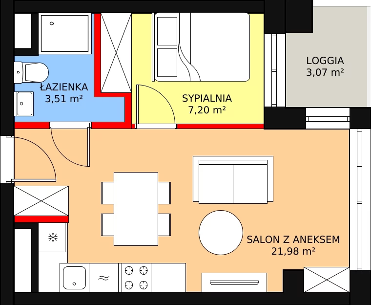 Mieszkanie 33,85 m², piętro 12, oferta nr B.12.96, Aura Towers w Bydgoszczy - mieszkania z widokiem na Brdę!, Bydgoszcz, Bartodzieje, ul. Fordońska 4