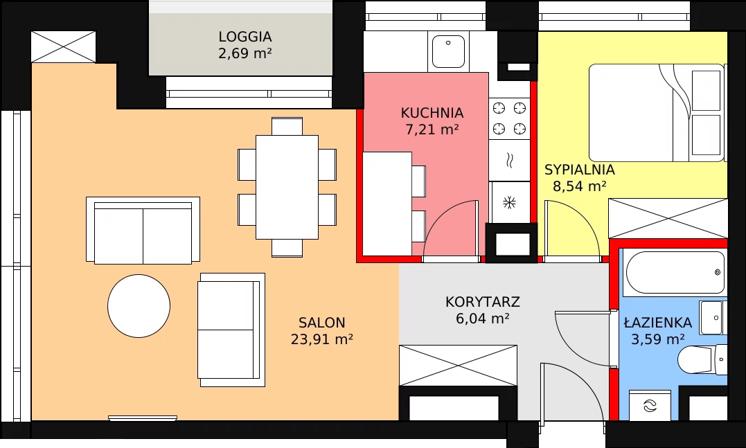 3 pokoje, mieszkanie 50,55 m², piętro 16, oferta nr B.16.125, Aura Towers w Bydgoszczy - mieszkania z widokiem na Brdę!, Bydgoszcz, Bartodzieje, ul. Fordońska 4