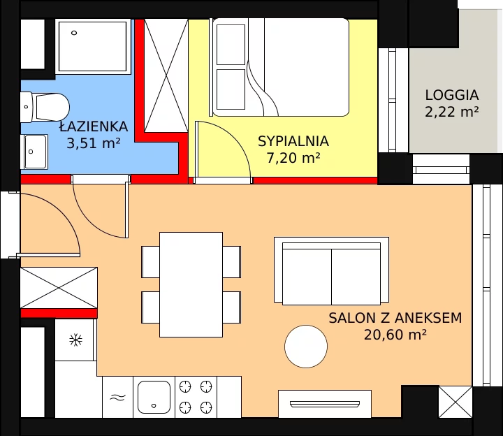 Mieszkanie 32,47 m², piętro 9, oferta nr C.9.74, Aura Towers w Bydgoszczy - mieszkania z widokiem na Brdę!, Bydgoszcz, Bartodzieje, ul. Fordońska 4