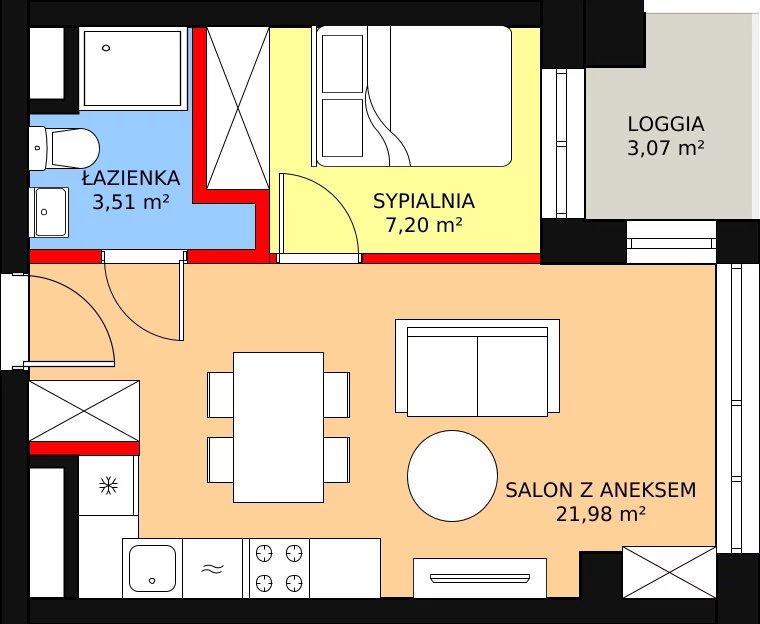 2 pokoje, mieszkanie 33,85 m², piętro 11, oferta nr C.11.90, Aura Towers w Bydgoszczy - mieszkania z widokiem na Brdę!, Bydgoszcz, Bartodzieje, ul. Fordońska 4