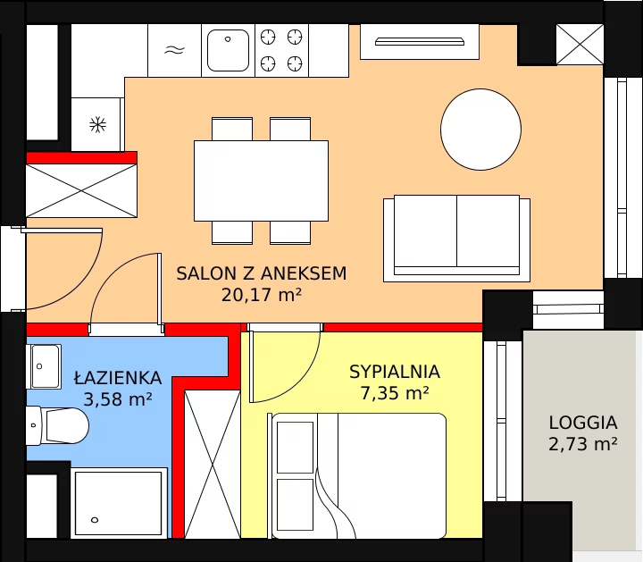 Mieszkanie 32,29 m², piętro 13, oferta nr C.13.105, Aura Towers w Bydgoszczy - mieszkania z widokiem na Brdę!, Bydgoszcz, Bartodzieje, ul. Fordońska 4