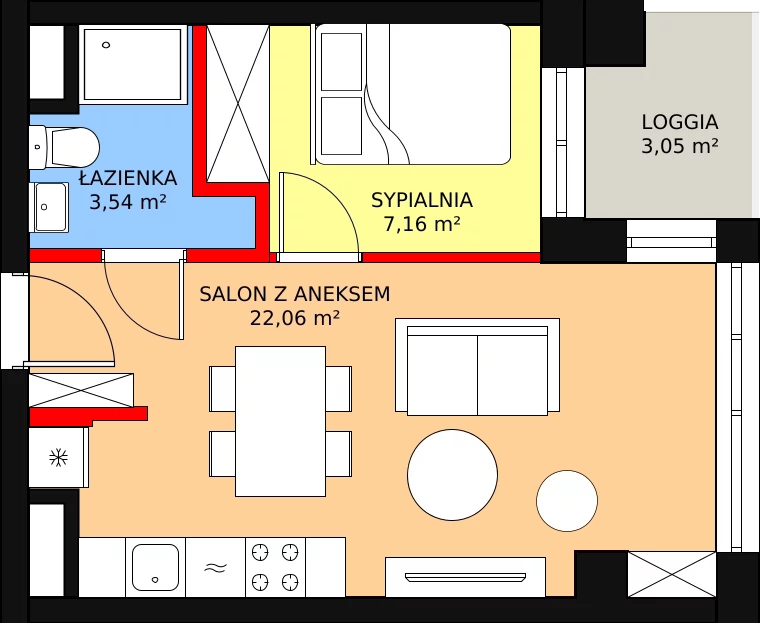 Mieszkanie 33,85 m², piętro 5, oferta nr C.5.42, Aura Towers w Bydgoszczy - mieszkania z widokiem na Brdę!, Bydgoszcz, Bartodzieje, ul. Fordońska 4