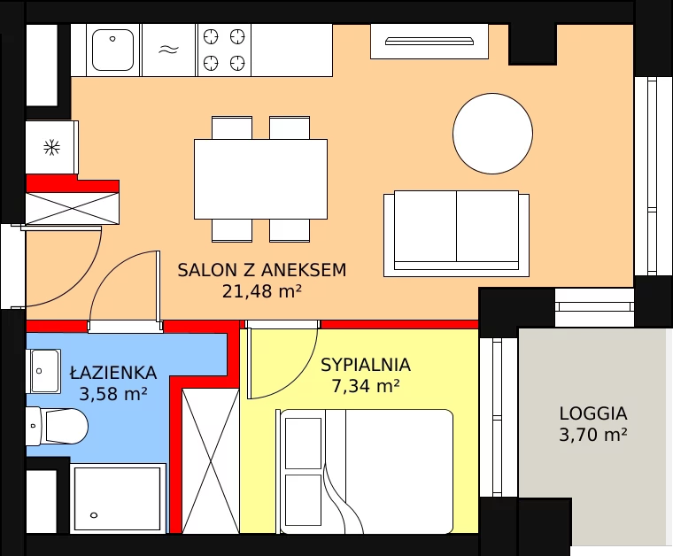 Mieszkanie 33,51 m², piętro 7, oferta nr C.7.57, Aura Towers w Bydgoszczy - mieszkania z widokiem na Brdę!, Bydgoszcz, Bartodzieje, ul. Fordońska 4