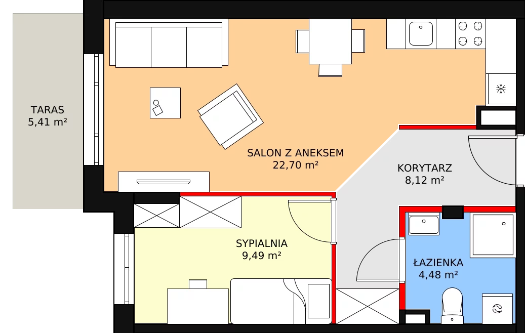 2 pokoje, mieszkanie 46,15 m², parter, oferta nr C.0.43, Helenów Park, Łódź, Bałuty, Bałuty-Doły, ul. Smugowa / Źródłowa