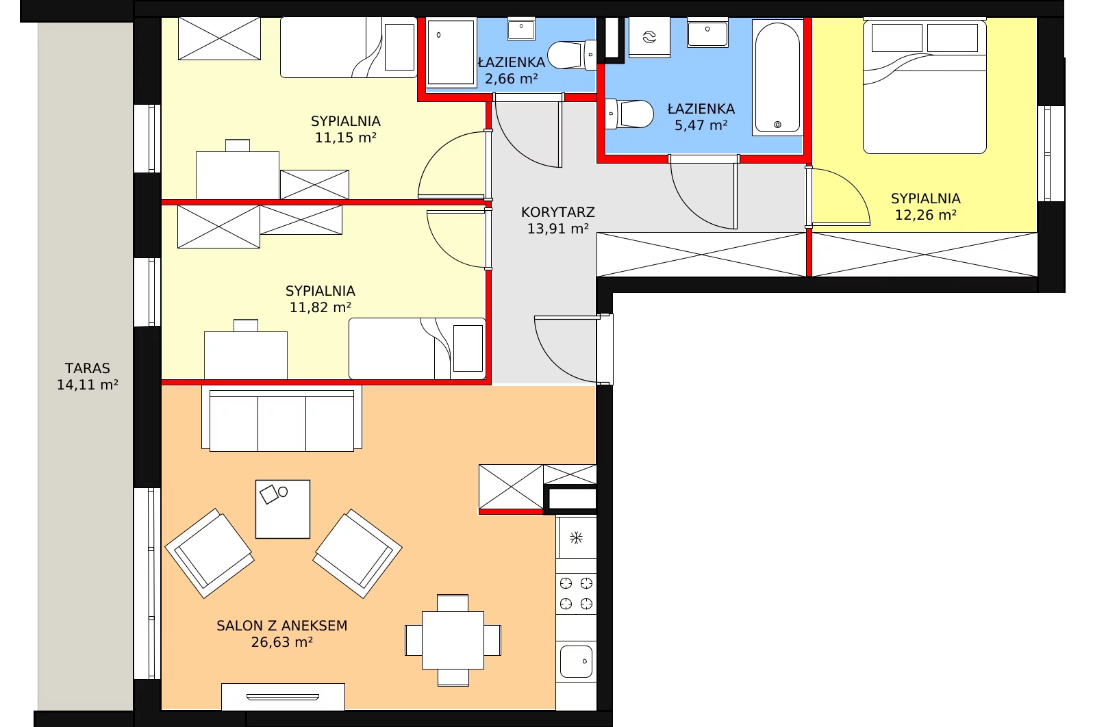 4 pokoje, mieszkanie 87,46 m², piętro 2, oferta nr A.2.9, Helenów Park, Łódź, Bałuty, Bałuty-Doły, ul. Smugowa / Źródłowa