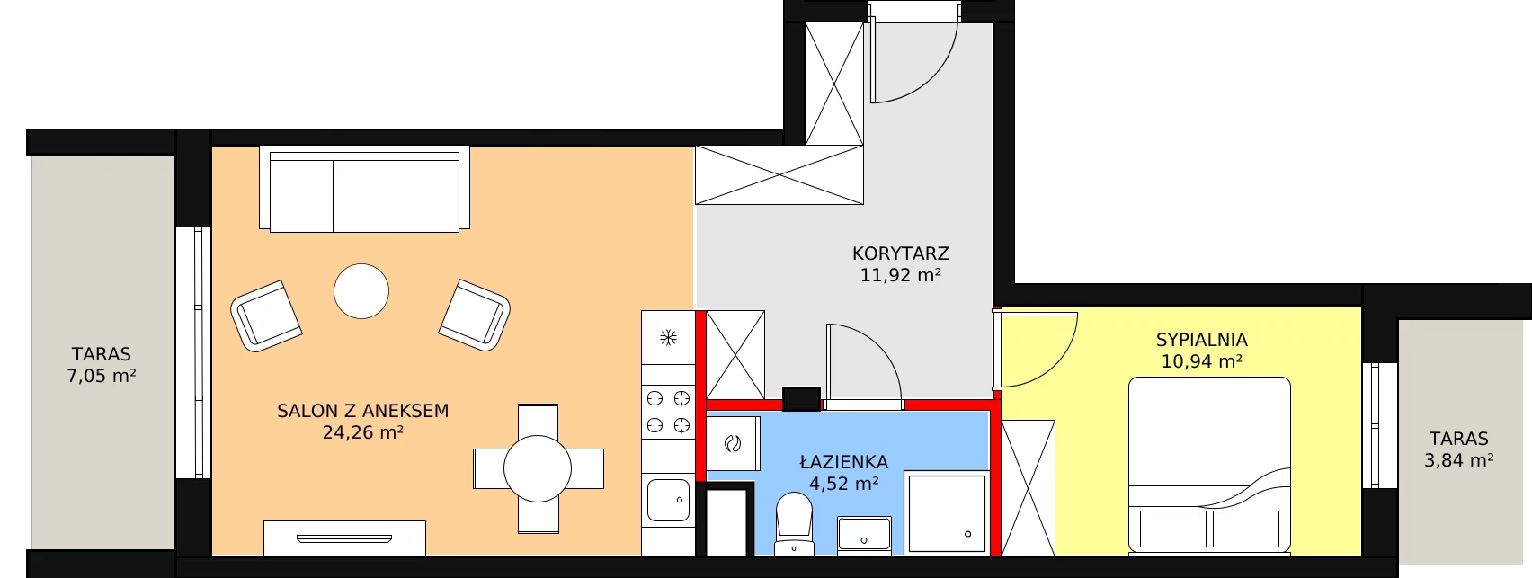 2 pokoje, mieszkanie 53,06 m², piętro 1, oferta nr B.1.20, Helenów Park, Łódź, Bałuty, Bałuty-Doły, ul. Smugowa / Źródłowa