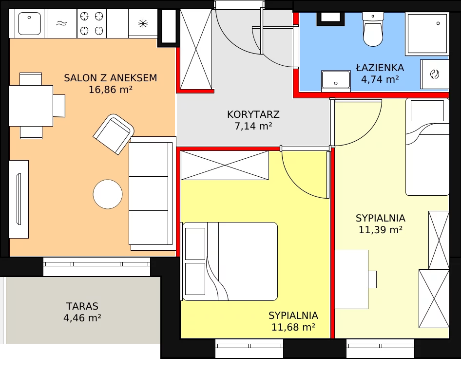 Mieszkanie 54,01 m², piętro 2, oferta nr H.2.160, Helenów Park, Łódź, Bałuty, Bałuty-Doły, ul. Smugowa / Źródłowa