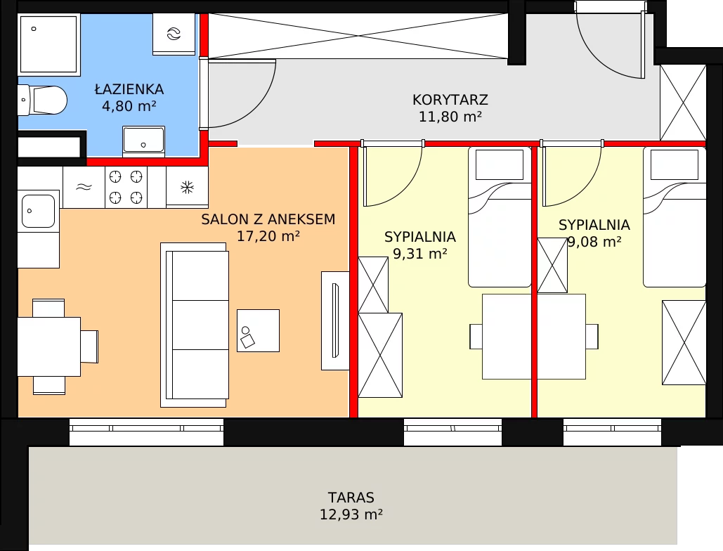 Mieszkanie 54,71 m², piętro 3, oferta nr E.3.105, Helenów Park, Łódź, Bałuty, Bałuty-Doły, ul. Smugowa / Źródłowa