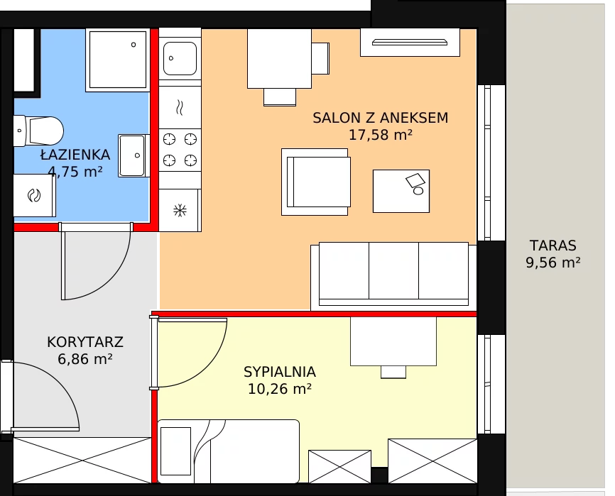 Mieszkanie 41,69 m², piętro 4, oferta nr D.4.88, Helenów Park, Łódź, Bałuty, Bałuty-Doły, ul. Smugowa / Źródłowa