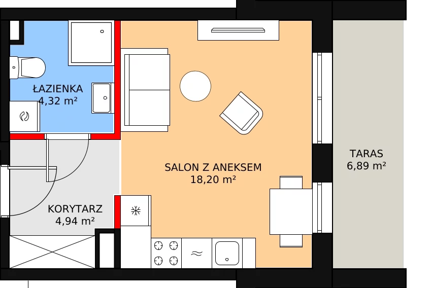 Mieszkanie 28,26 m², piętro 4, oferta nr H.4.170, Helenów Park, Łódź, Bałuty, Bałuty-Doły, ul. Smugowa / Źródłowa