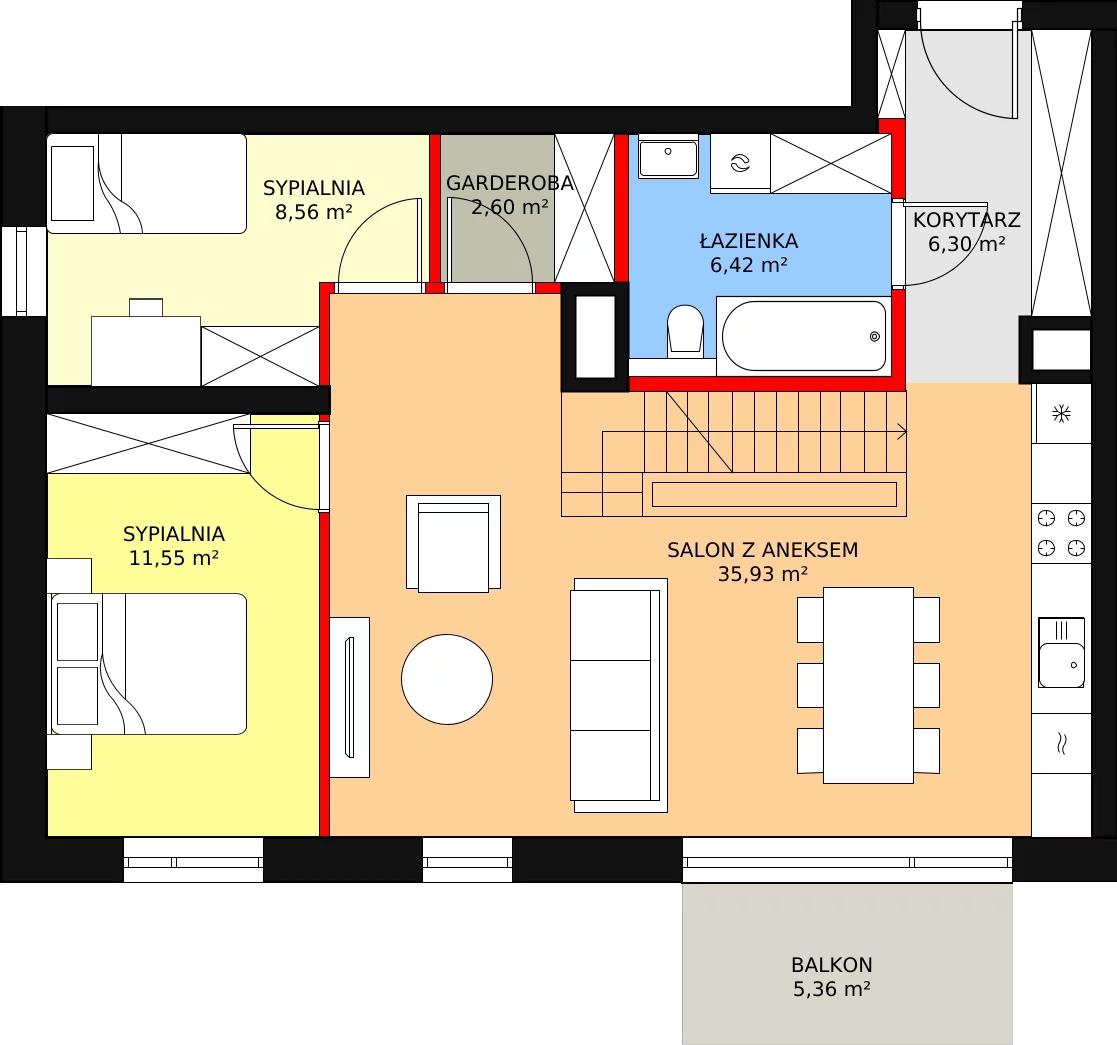 Mieszkanie 106,16 m², piętro 4, oferta nr 36, Apartamenty Mikusińskiego, Katowice, Wełnowiec-Józefowiec, ul. prof. Mikusińskiego / Józefowska