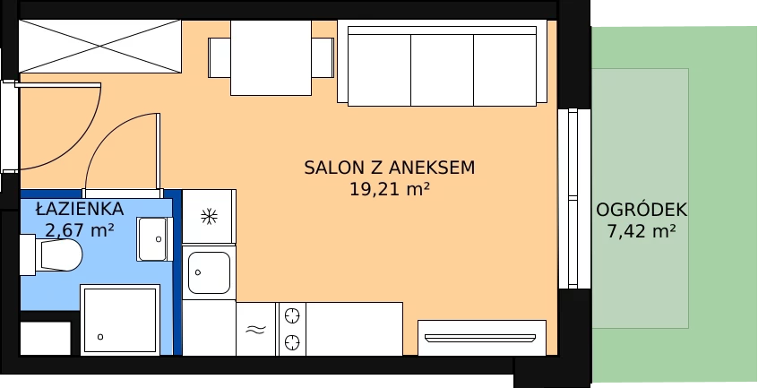 Zalety apartamentu 22.28 m², A/1