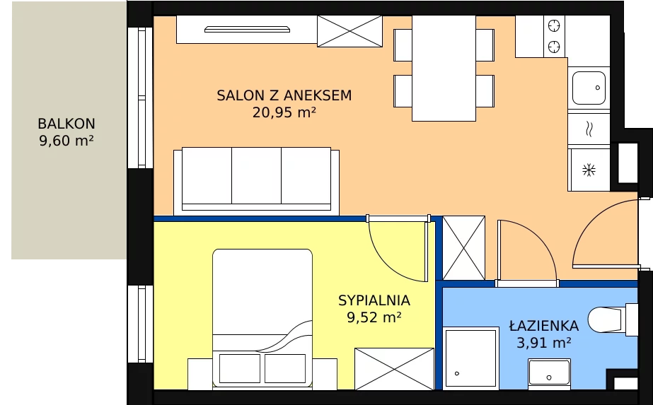 Zalety apartamentu 35.32 m², A/209