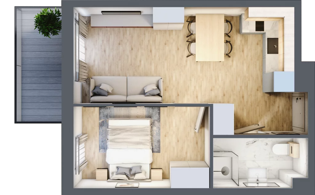 2 pokoje, apartament 35,32 m², piętro 2, oferta nr A/209, Apartamenty Bałtyk - komfortowe lokale nad morzem, Jastrzębia Góra, ul. Jantarowa 3