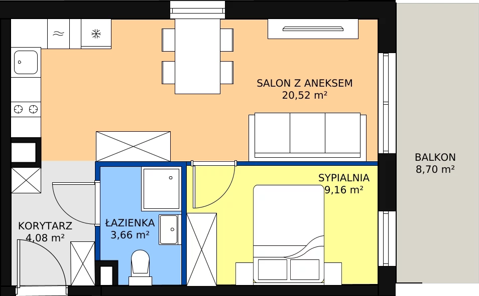 Zalety apartamentu 38.43 m², A/315