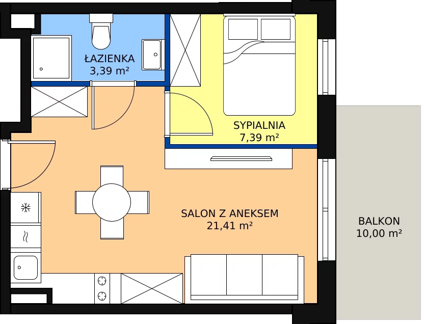 Zalety apartamentu 33.03 m², A/316