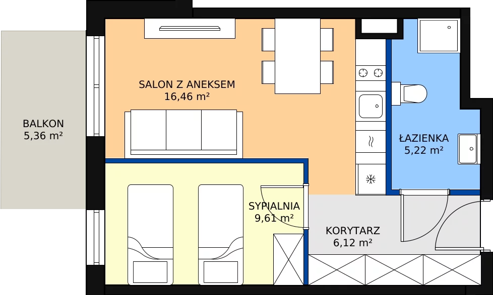 Zalety apartamentu 38.53 m², B/305