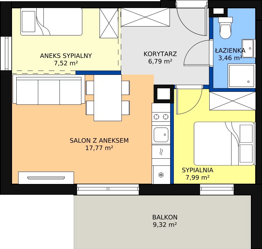 Zalety apartamentu 44.74 m², B/306