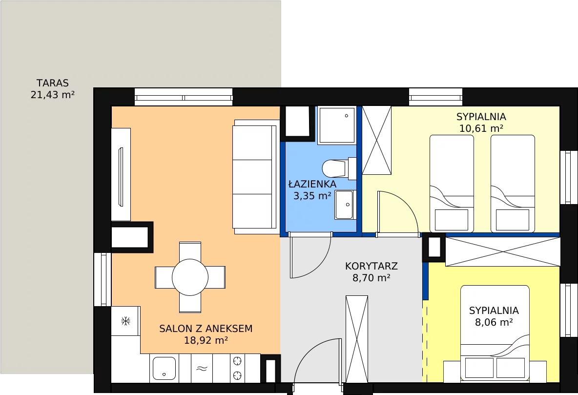 Zalety apartamentu 50.59 m², C/404