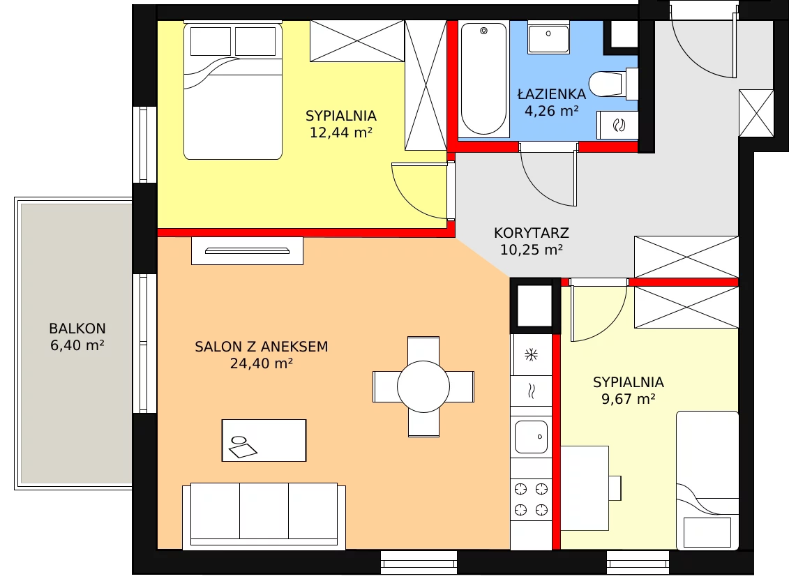 Mieszkanie 63,08 m², piętro 2, oferta nr A.A.2.19, Osiedle Artystyczne, Żyrardów, ul. Legionów Polskich