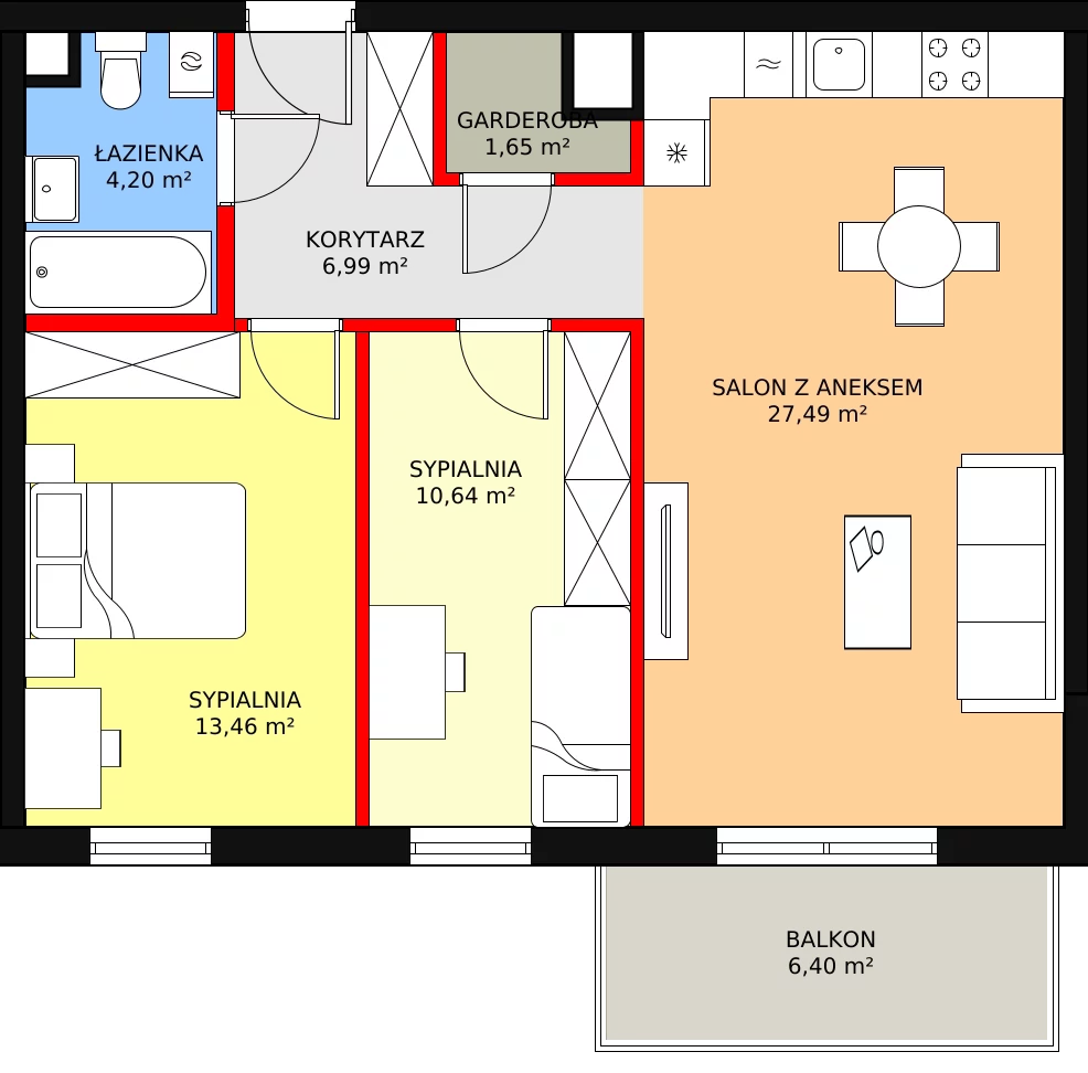 Mieszkanie 67,03 m², piętro 4, oferta nr A.B.4.102, Osiedle Artystyczne, Żyrardów, ul. Legionów Polskich