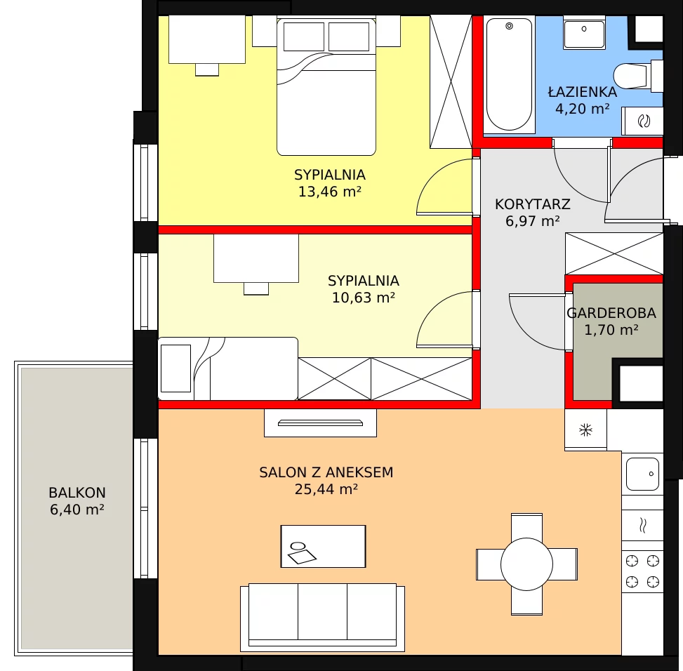 Mieszkanie 65,08 m², piętro 5, oferta nr A.A.5.53, Osiedle Artystyczne, Żyrardów, ul. Legionów Polskich