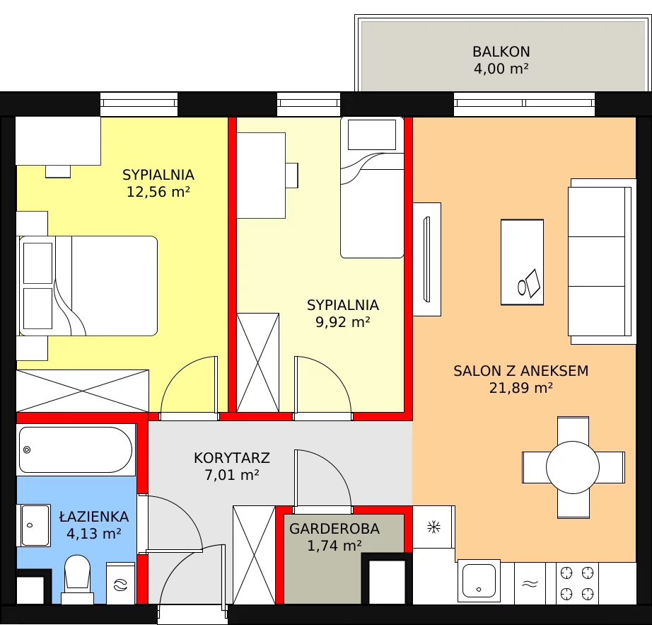 Mieszkanie 59,85 m², piętro 5, oferta nr A.B.5.117, Osiedle Artystyczne, Żyrardów, ul. Legionów Polskich