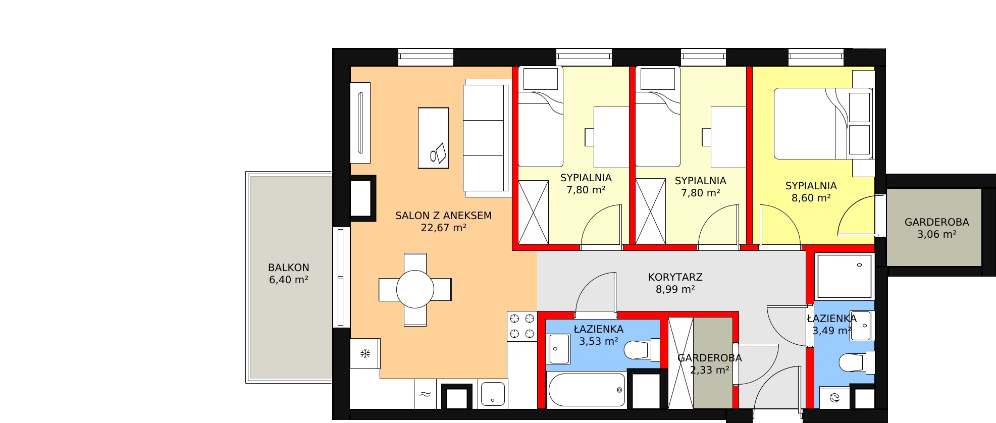 Mieszkanie 72,53 m², piętro 5, oferta nr A.C.5.164, Osiedle Artystyczne, Żyrardów, ul. Legionów Polskich