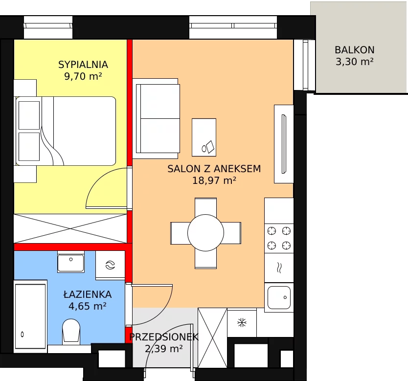 Mieszkanie 36,81 m², piętro 8, oferta nr B.8.76, Apartamenty Widok, Skierniewice, Widok, ul. Armii Krajowej 61