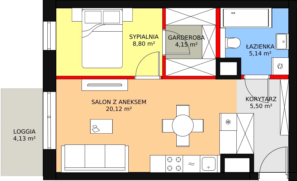 Mieszkanie 45,09 m², piętro 9, oferta nr B.9.81, Apartamenty Widok, Skierniewice, Widok, ul. Armii Krajowej 61