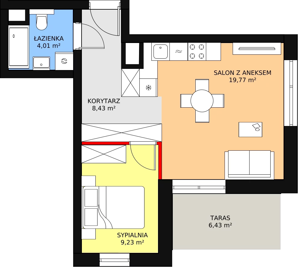 Mieszkanie 41,94 m², piętro 9, oferta nr B.9.86, Apartamenty Widok, Skierniewice, Widok, ul. Armii Krajowej 61