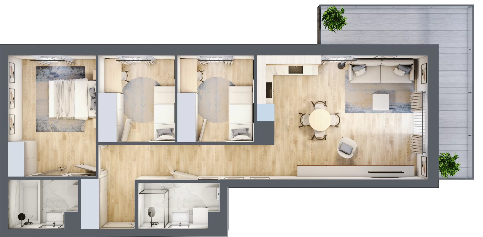 4 pokoje, mieszkanie 70,22 m², piętro 3, oferta nr 144, Nova Dworcowa Apartamenty, Mszczonów, ul. Dworcowa 40