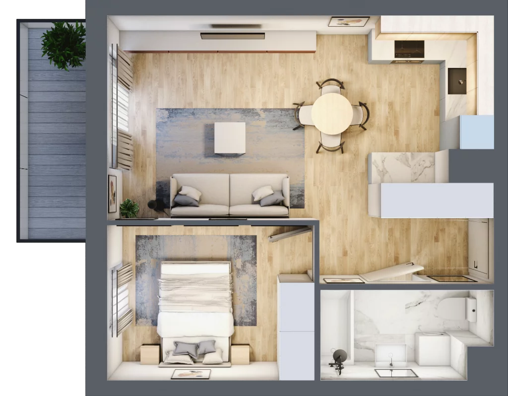 2 pokoje, mieszkanie 42,65 m², piętro 4, oferta nr 81, Nova Dworcowa Apartamenty, Mszczonów, ul. Dworcowa 40