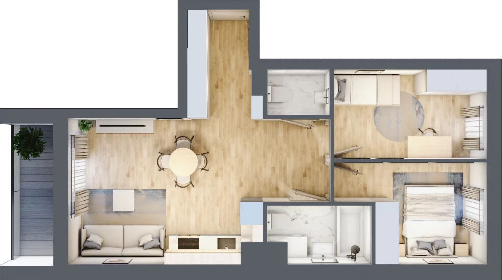 3 pokoje, mieszkanie 52,20 m², piętro 1, oferta nr 62, Nova Dworcowa Apartamenty, Mszczonów, ul. Dworcowa 40