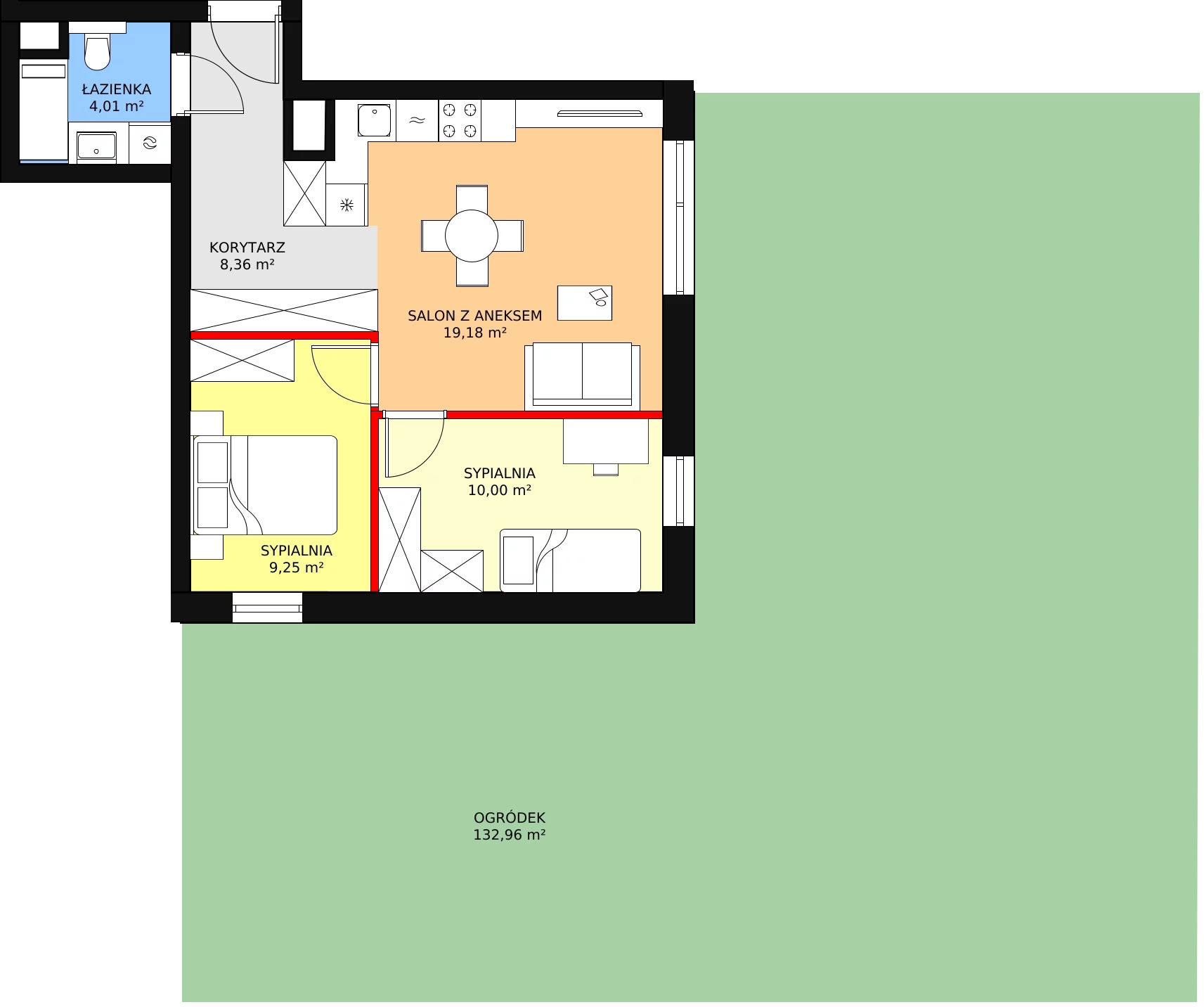 Zalety mieszkania 51.93 m², C.0.3