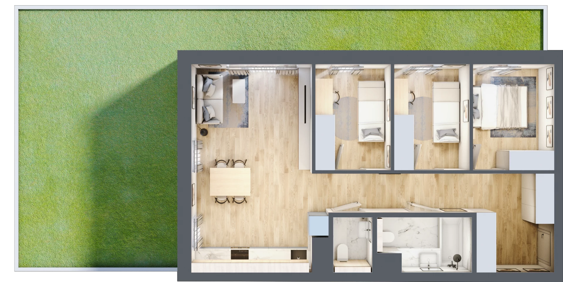 4 pokoje, mieszkanie 70,66 m², parter, oferta nr C.0.6, Apartamenty Widok etap II, Skierniewice, Widok, ul. Armii Krajowej 63