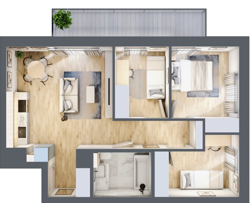 4 pokoje, mieszkanie 60,24 m², piętro 1, oferta nr C.1.11, Apartamenty Widok etap II, Skierniewice, Widok, ul. Armii Krajowej 63