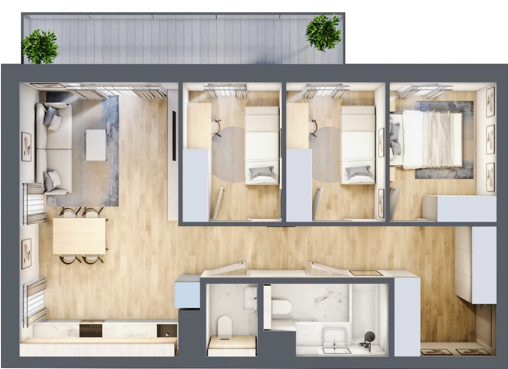 4 pokoje, mieszkanie 70,66 m², piętro 4, oferta nr C.4.37, Apartamenty Widok etap II, Skierniewice, Widok, ul. Armii Krajowej 63