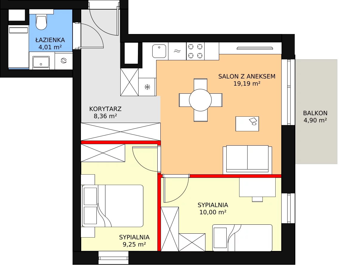 Zalety mieszkania 51.93 m², C.4.43