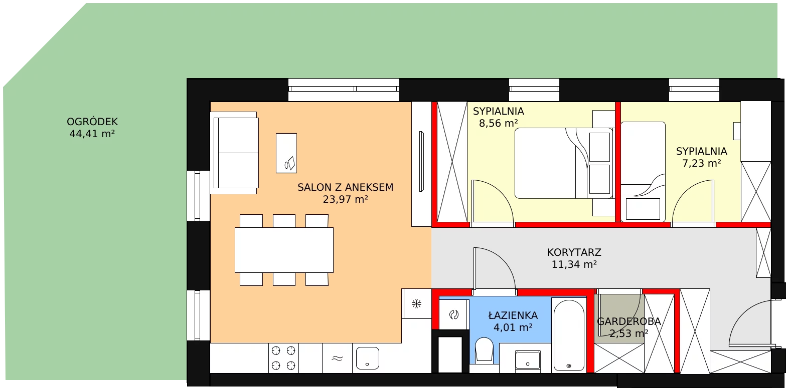 Zalety mieszkania 60.09 m², D.0.6