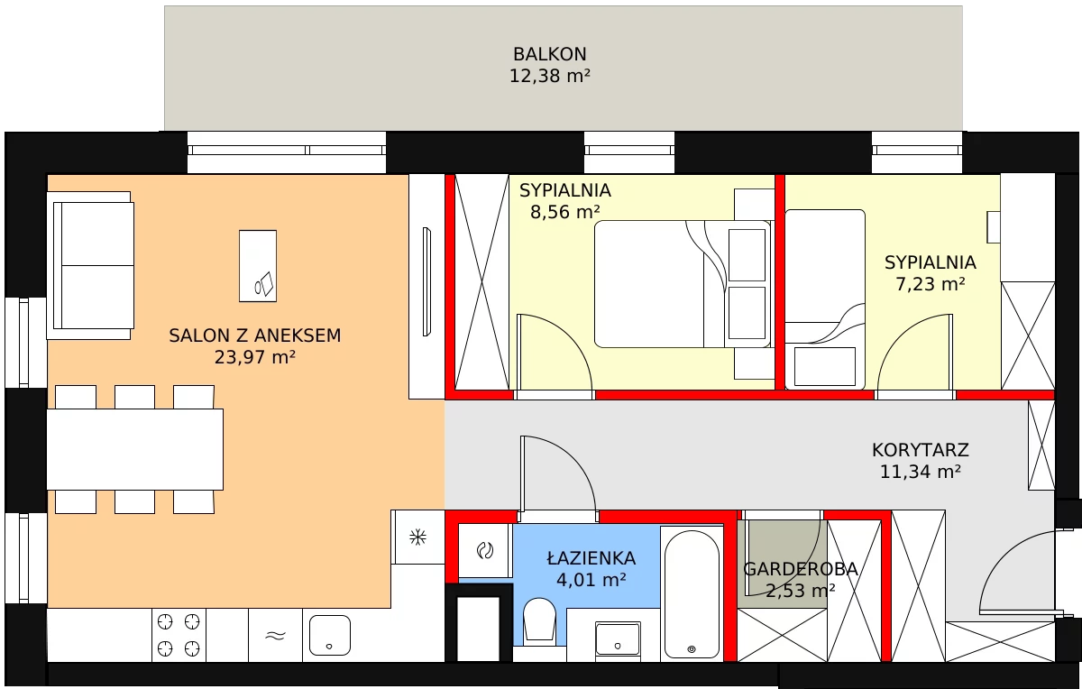 Zalety mieszkania 60.08 m², D.2.19