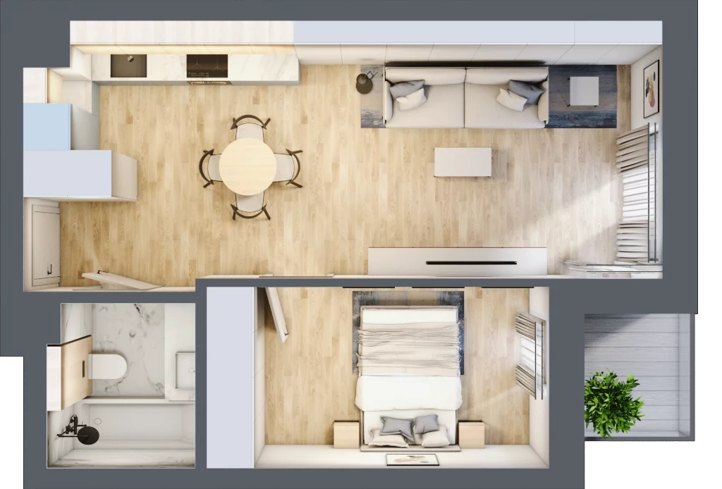 2 pokoje, mieszkanie 42,19 m², piętro 4, oferta nr D.4.39, Apartamenty Widok etap II, Skierniewice, Widok, ul. Armii Krajowej 63