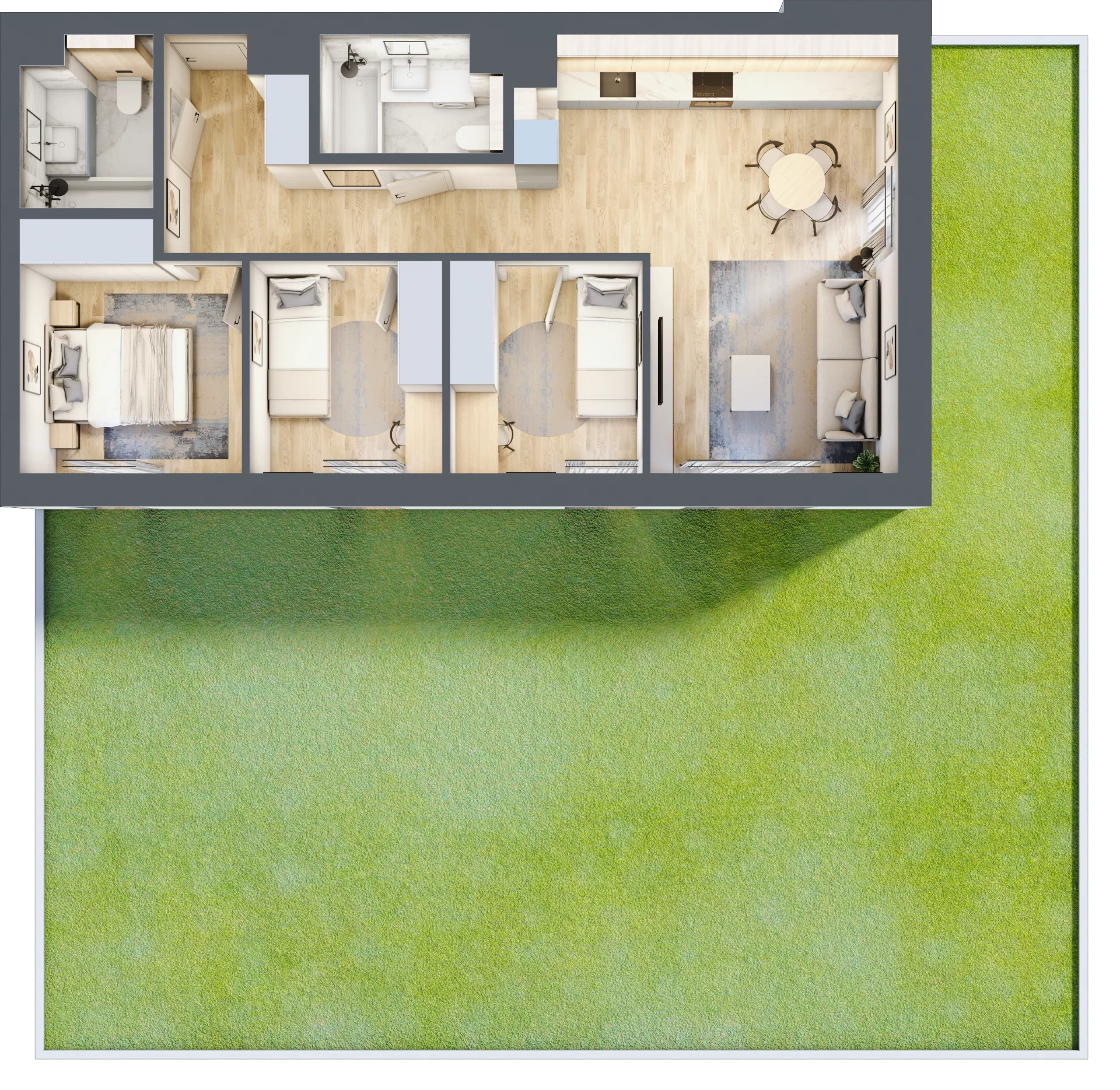 4 pokoje, mieszkanie 68,88 m², parter, oferta nr E.0.1, Apartamenty Widok etap II, Skierniewice, Widok, ul. Armii Krajowej 63