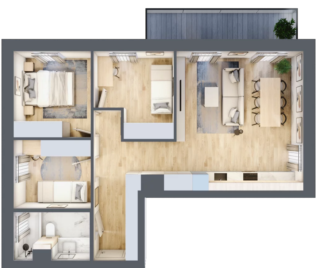 4 pokoje, mieszkanie 67,81 m², piętro 1, oferta nr E.1.4, Apartamenty Widok etap II, Skierniewice, Widok, ul. Armii Krajowej 63