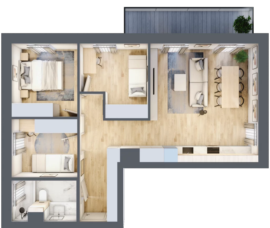 4 pokoje, mieszkanie 67,81 m², piętro 2, oferta nr E.2.8, Apartamenty Widok etap II, Skierniewice, Widok, ul. Armii Krajowej 63