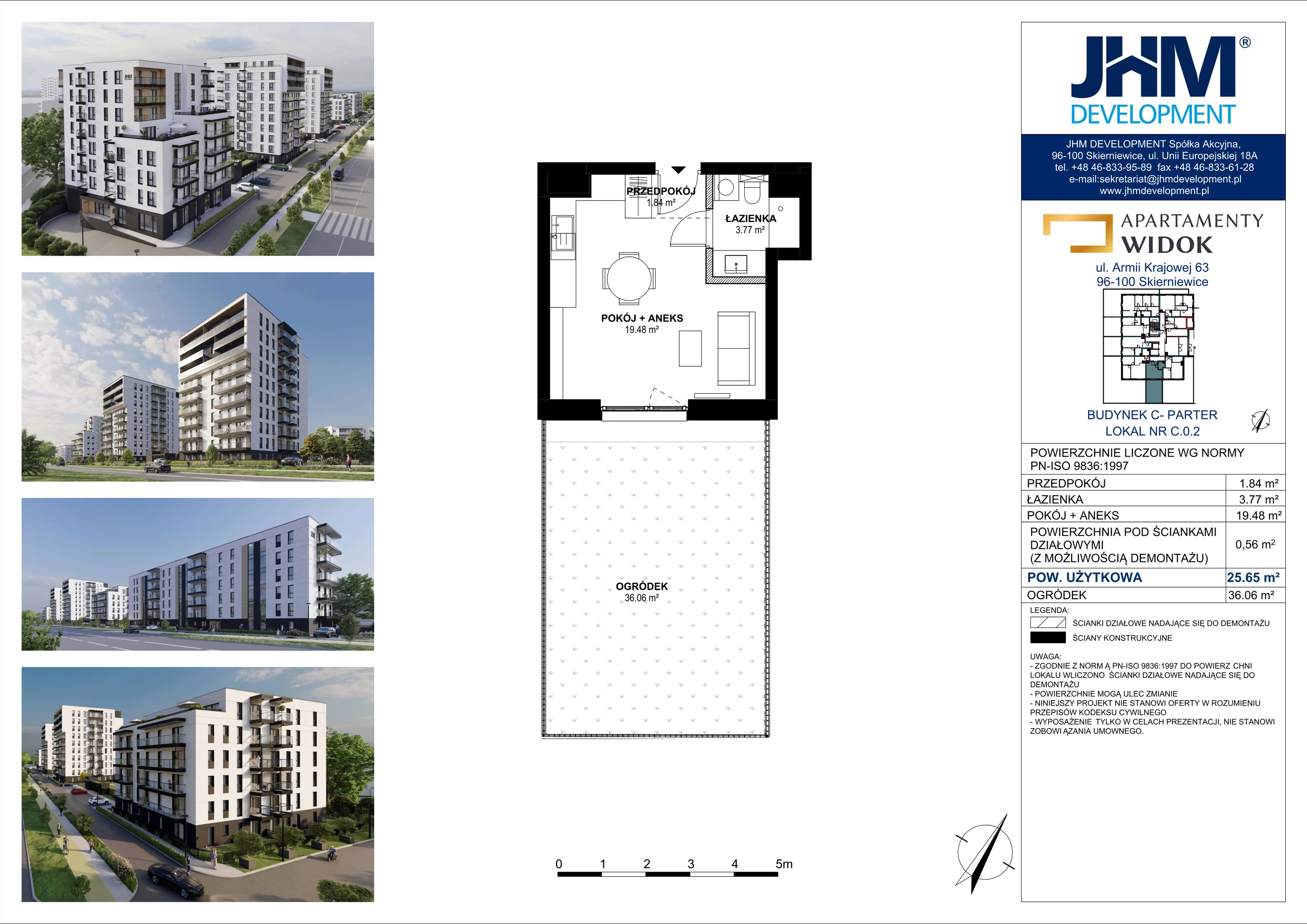 1 pokój, mieszkanie 25,65 m², parter, oferta nr C.0.2, Apartamenty Widok etap II, Skierniewice, Widok, ul. Armii Krajowej 63